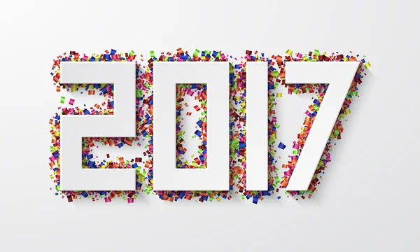 Vector modern happy new year background. 2017 with confetti. — Stock Vector