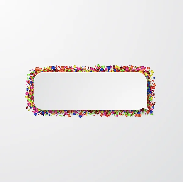 เวกเตอร์คําพูดฟองสบู่สมัยใหม่กับ confetti บนสีขาว — ภาพเวกเตอร์สต็อก