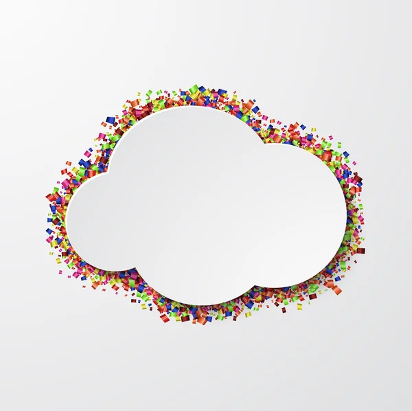 Nube moderna vectorial con confeti en blanco — Archivo Imágenes Vectoriales