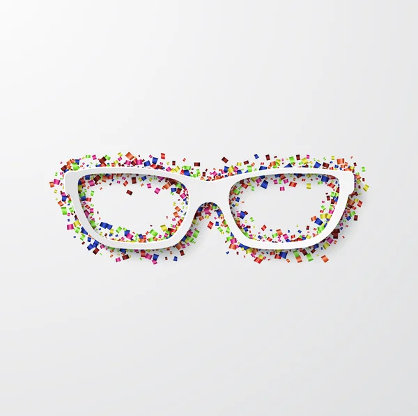 Vector gafas modernas con confeti en blanco — Vector de stock