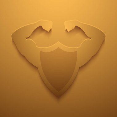 Vektör modern konsept kalkanı ve kas simgesi