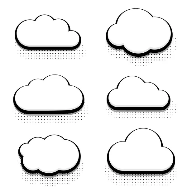 Conjunto de ícones de nuvem de meio-tom vetorial moderno — Vetor de Stock