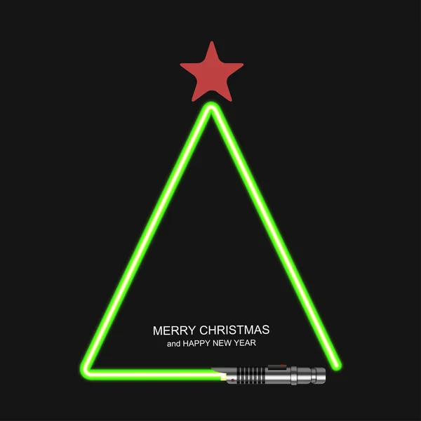 Vector concepto moderno árbol de Navidad y espadas de luz — Archivo Imágenes Vectoriales