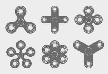 Vektör modern spin atıcılar beyaz arkaplana gri simge koydu. Logo sembolü.