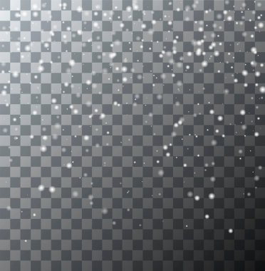 Şeffaf arkaplanda düşen gerçekçi kar taneleri veya kar vektörü.