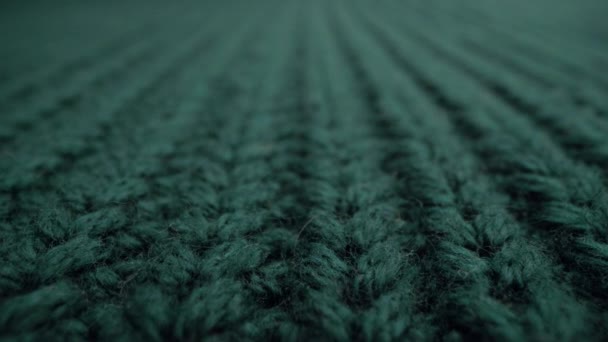 Detailní akvamarínová barva tkaniny pletená textura pozadí — Stock video