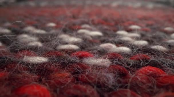 Makro vícebarevné tkaniny pletená textura pozadí — Stock video