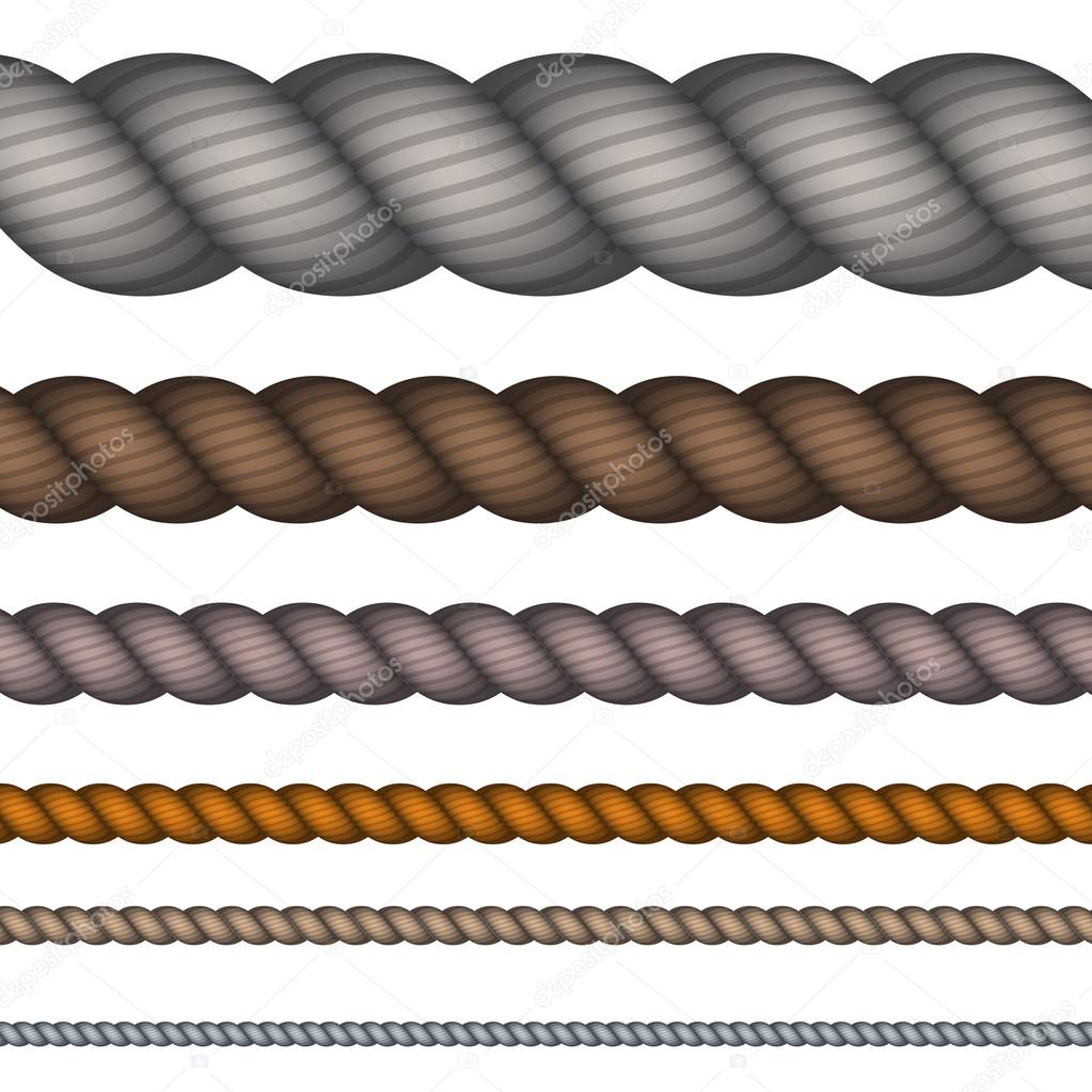 Vector modern rope set on white background.