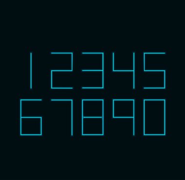 Siyah arka plan üzerinde vektör modern neon numaraları