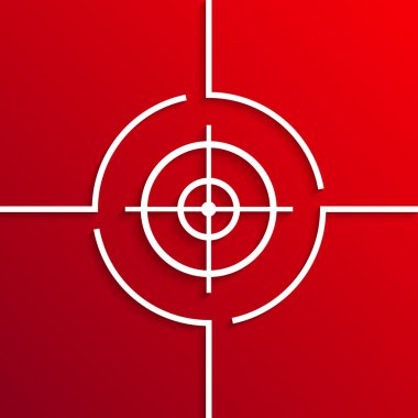 Vektör modern beyaz daire simgesi üzerinde kırmızı bir arka plan