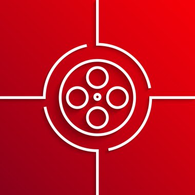 Vektör modern beyaz daire simgesi üzerinde kırmızı bir arka plan