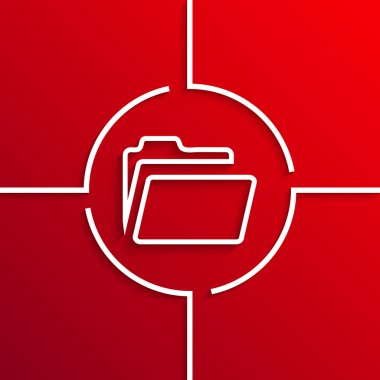 Vektör modern beyaz daire simgesi üzerinde kırmızı bir arka plan