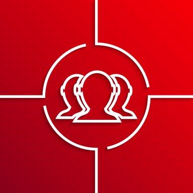 Vektör modern beyaz daire simgesi üzerinde kırmızı bir arka plan