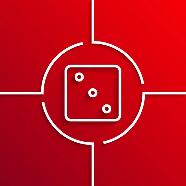 Vettore moderno cerchio bianco icona su sfondo rosso — Vettoriale Stock