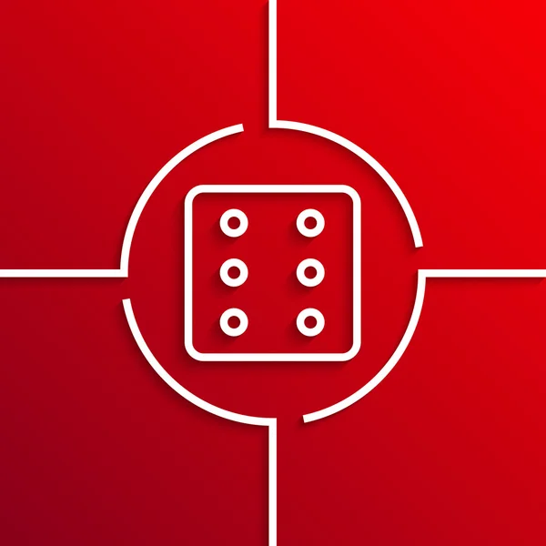 Wektor nowoczesne koło biały ikona na czerwonym tle — Wektor stockowy
