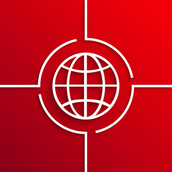 เวกเตอร์ไอคอนวงกลมสีขาวสมัยใหม่บนพื้นหลังสีแดง — ภาพเวกเตอร์สต็อก