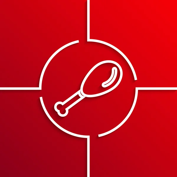Vettore moderno cerchio bianco icona su sfondo rosso — Vettoriale Stock
