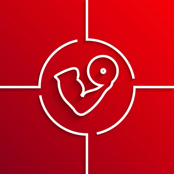 Vektor modernes weißes Kreis-Symbol auf rotem Hintergrund — Stockvektor