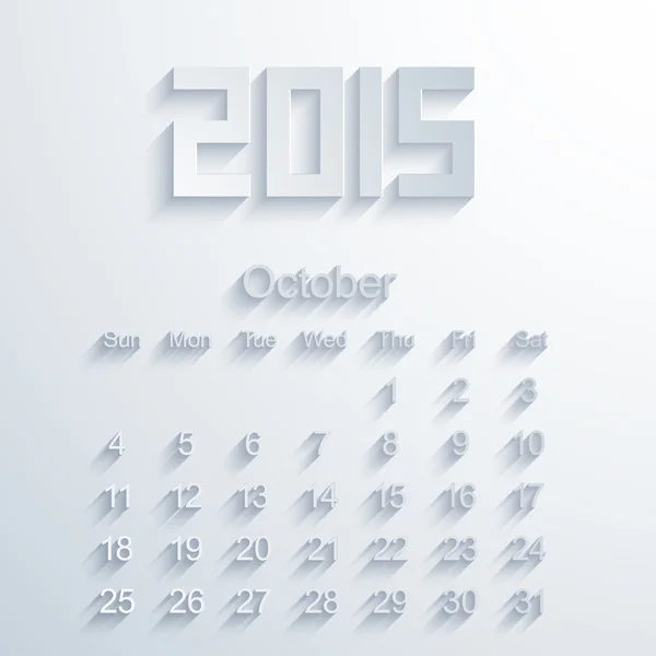Vektor moderner Kalender 2015. Folge 10 — Stockvektor