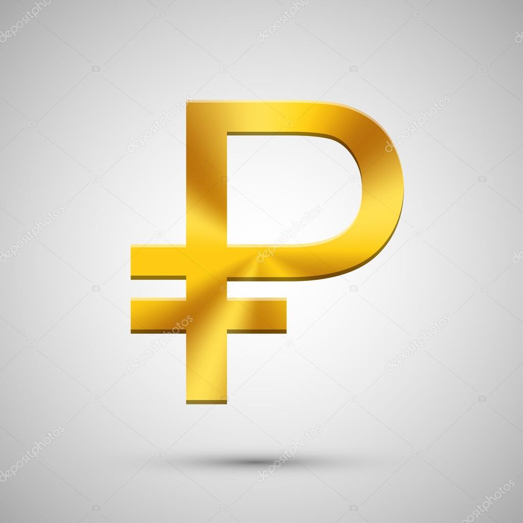 Vector modern gold ruble icon on gray background