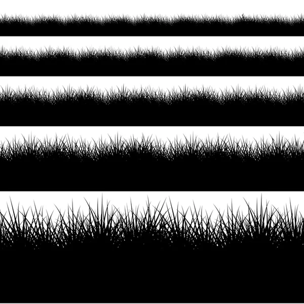 Vetor moderna grama preta definida no branco — Vetor de Stock
