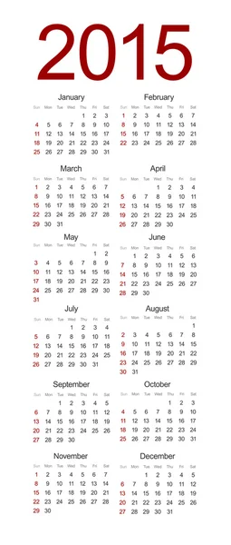 Векторный календарь 2015 по белому — стоковый вектор