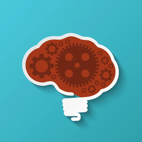 Vetor ícone do cérebro moderno no fundo azul — Vetor de Stock