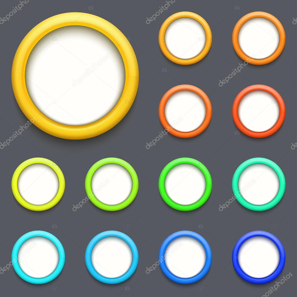 Vector modern colorful circle button set