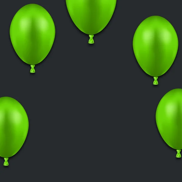 Vector modern green balloons on black — Stock Vector