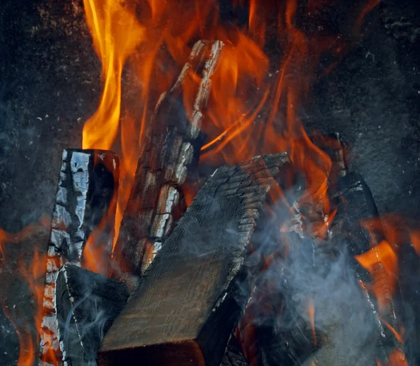 Spalanie drewna opałowego w mongale — Zdjęcie stockowe