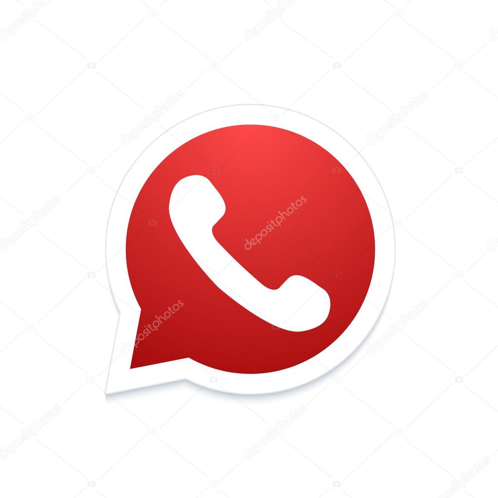 Vector modern phone icon in bubble speech on white background