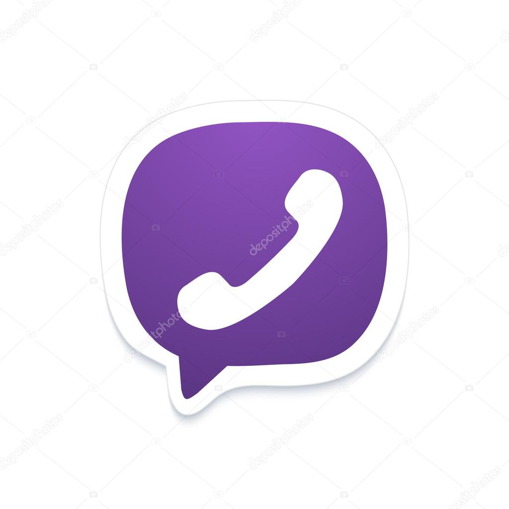 Vector modern phone icon in bubble speech on white background