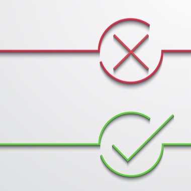 Vektör modern kırmızı ve yeşil onay işareti