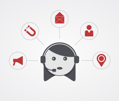Vector modern support  woman with sample icon on white 