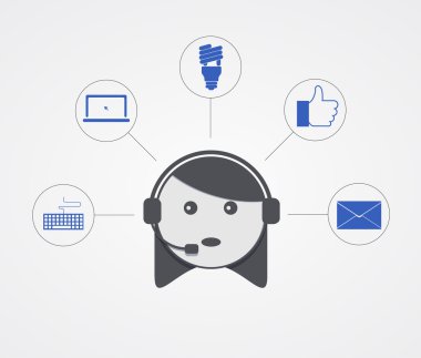 Vector modern support  woman with sample icon on white 