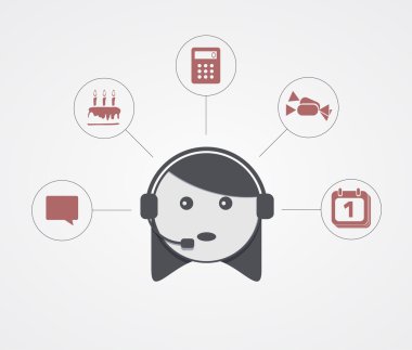 Vector modern support  woman with sample icon on white 