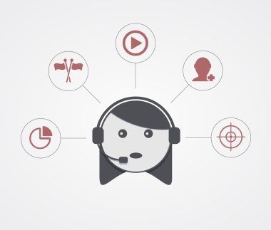 Vector modern support  woman with sample icon on white 