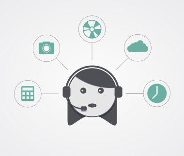 Vector modern support  woman with sample icon on white 
