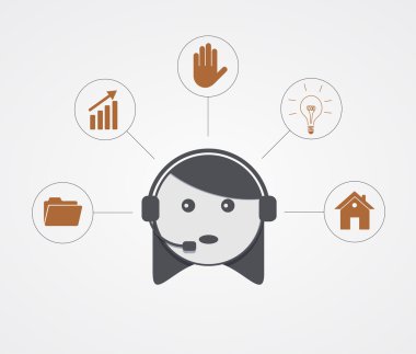 Vector modern support  woman with sample icon on white 