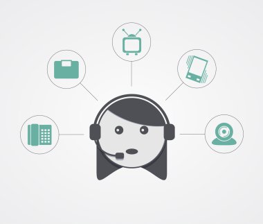 Vector modern support  woman with sample icon on white 