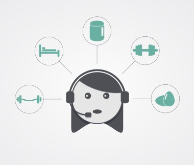 Vector modern support  woman with sample icon on white 