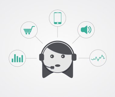 Vector modern support  woman with sample icon on white 