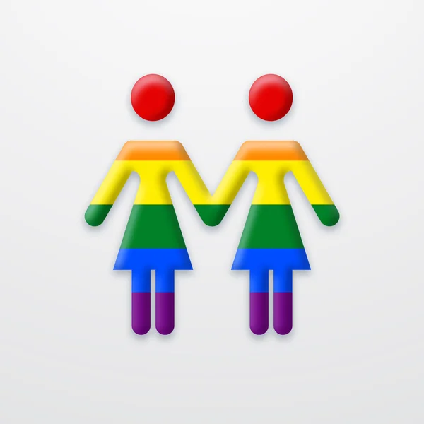 Vector modern lesbian two women on white background. — 스톡 벡터