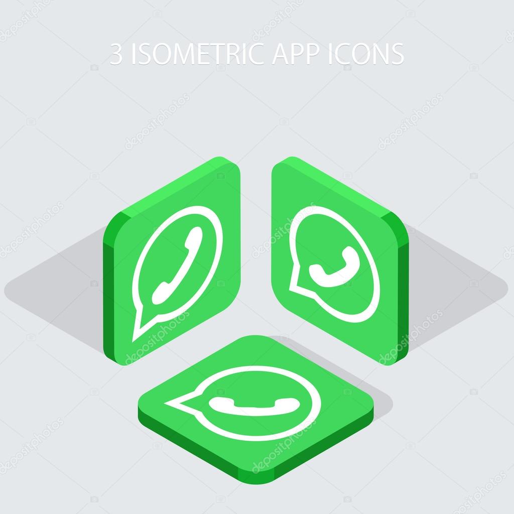 Vector modern 3 isometric telephone app icons