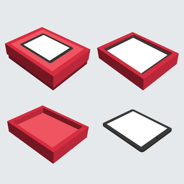 Vector isometrisk dator tablet med låda — Stock vektor
