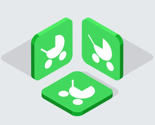 Vetor moderno 3 ícones de aplicativos isométricos —  Vetores de Stock