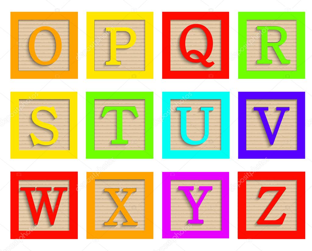 Vector modern wooden alphabet blocks set