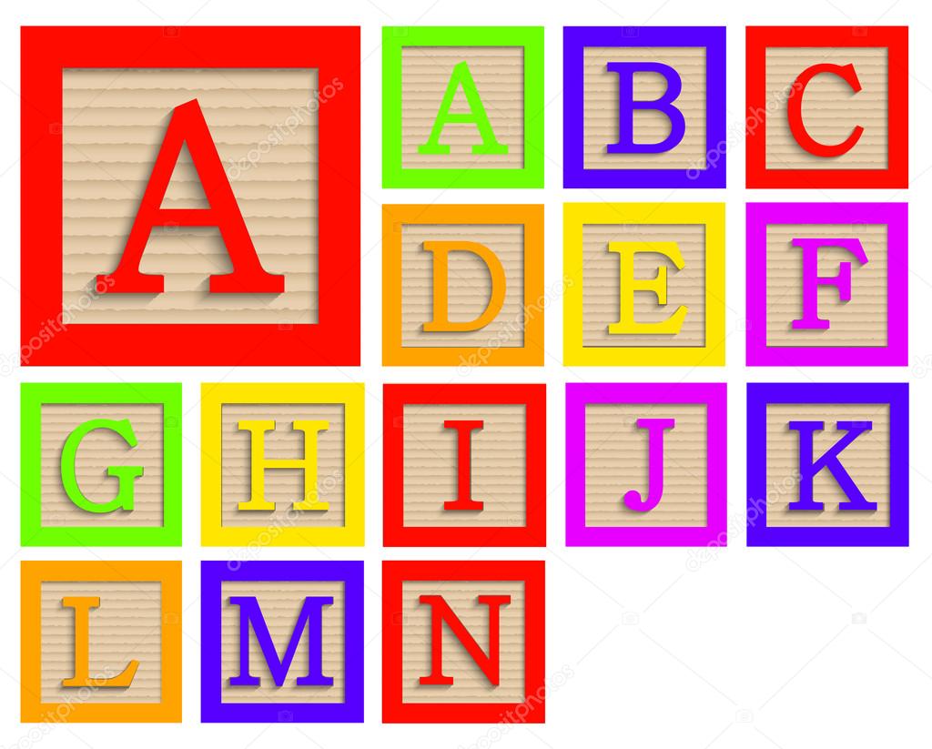 Vector modern wooden alphabet blocks set