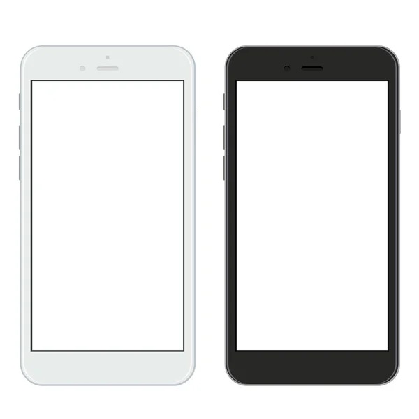 Smartphone realistici moderni vettoriali su bianco — Vettoriale Stock