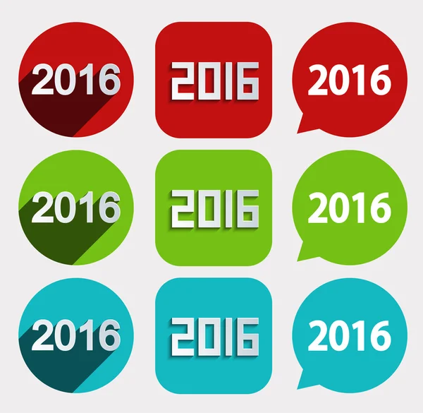 Набор векторных новогодних икон 2016 — стоковый вектор